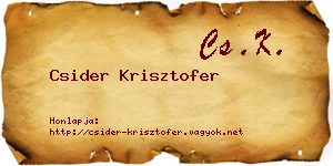 Csider Krisztofer névjegykártya