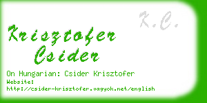 krisztofer csider business card